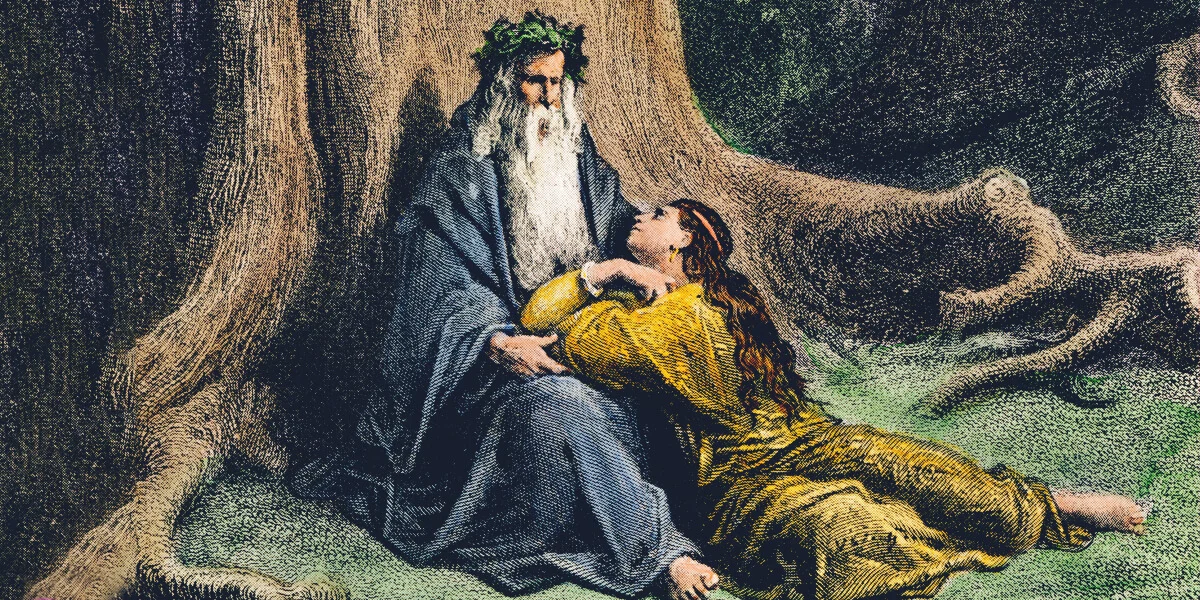 Merlin resting beneath a tree